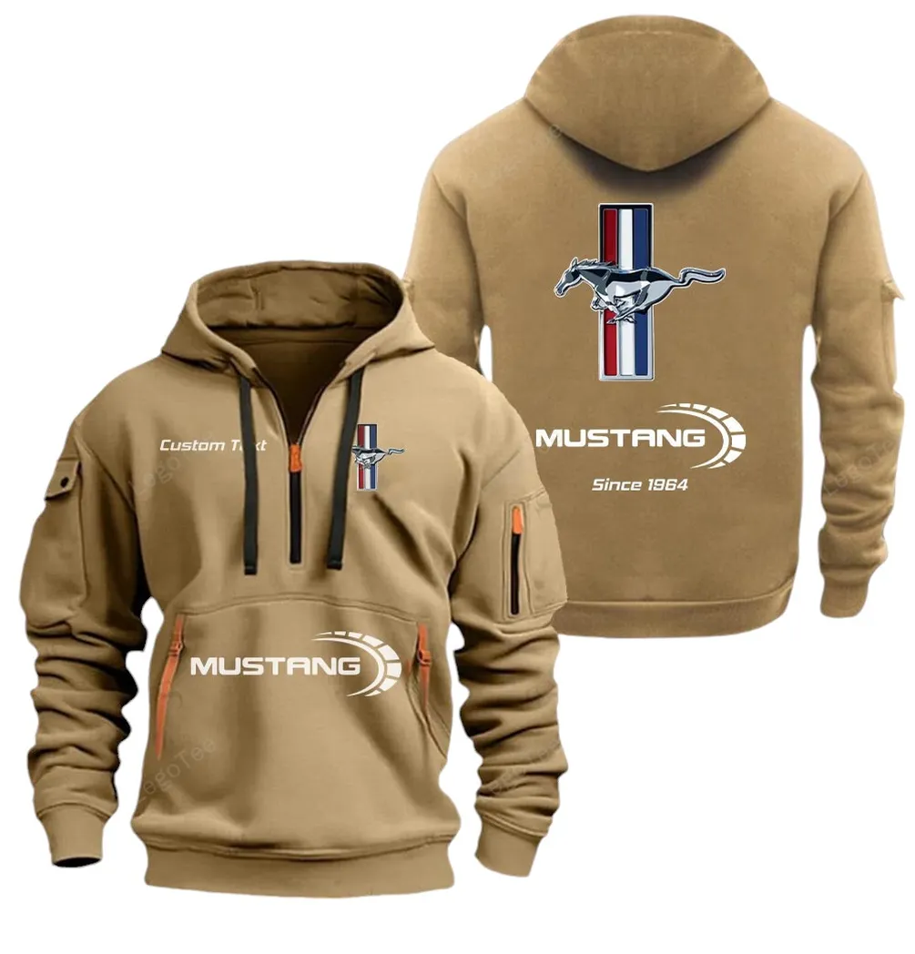 Fastback Coupe Hoodie Half Zipper, Fan Pride Half-Zip Hoodie CAR052 -Khaki - Image 2
