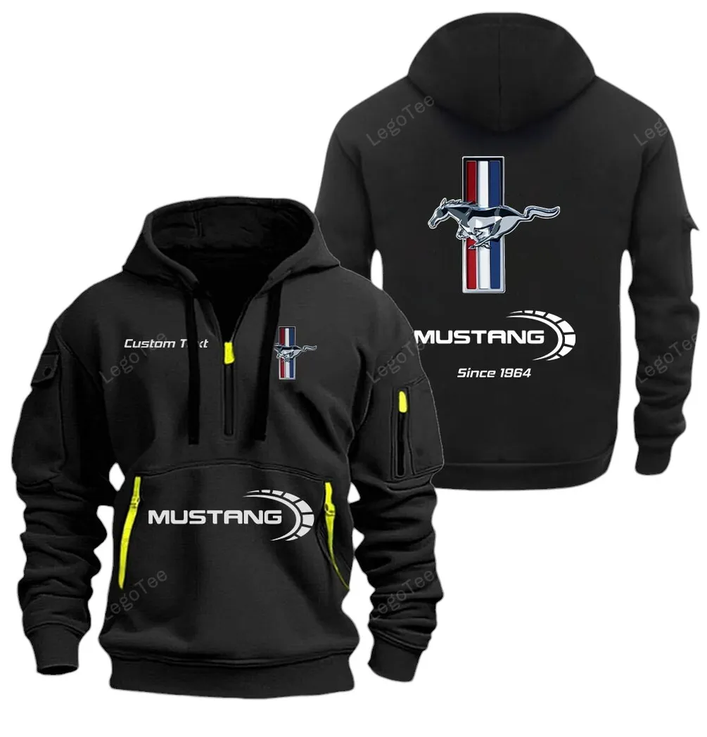 Fastback Coupe Hoodie Half Zipper, True Supporter Half-Zip Hoodie CAR052 -Black - Image 2