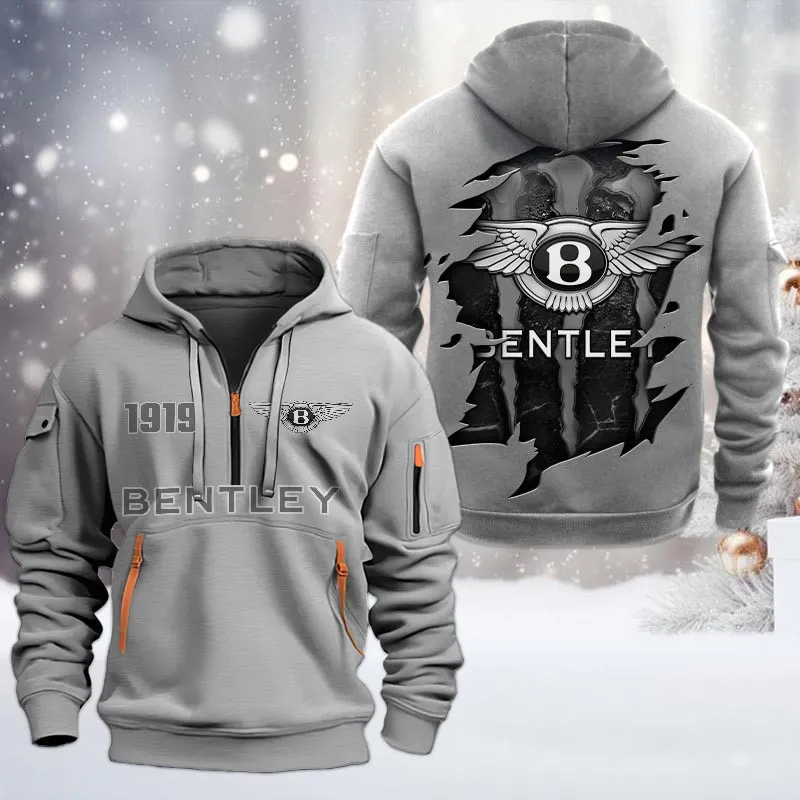 Flagship Luxury Auto Hoodie Half Zipper, Performance Fan Hoodie CAR198 - Gray - Image 2