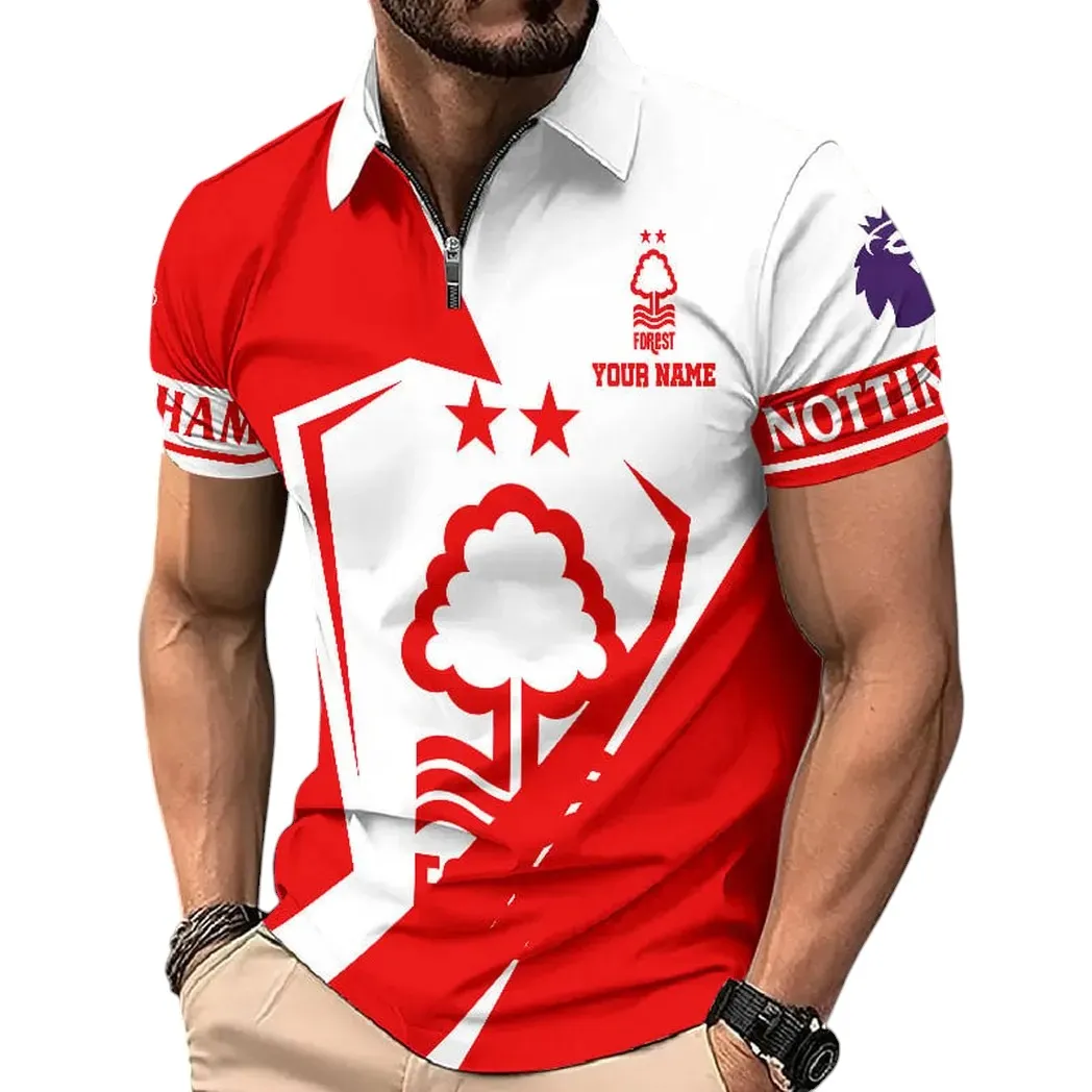 Football Squad Zipper Polo Shirt, Athletic Fan Polo With Modern Style SPO071