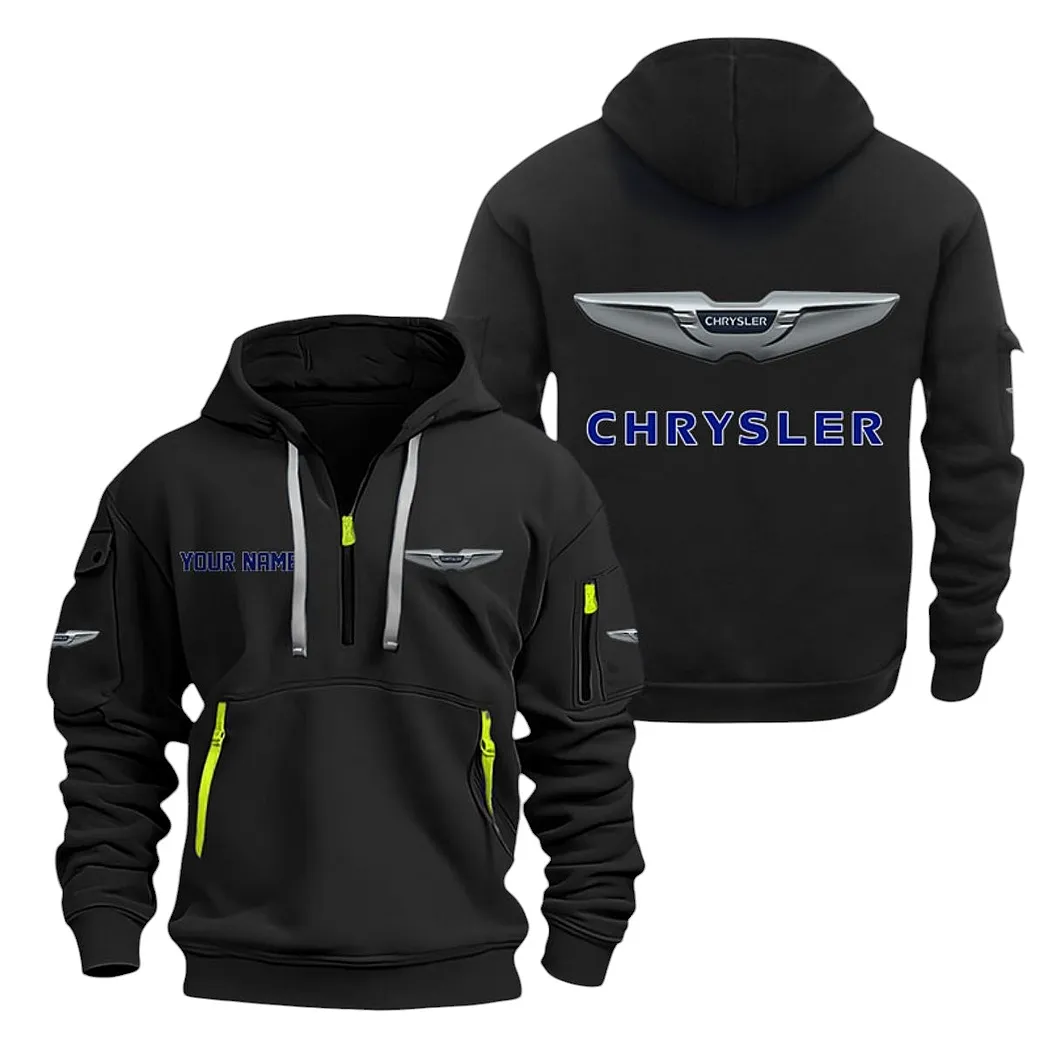 Full-Size Car Hoodie Half Zipper, Athletic Fan Half-Zip Hoodie CAR200 - Black - Image 2