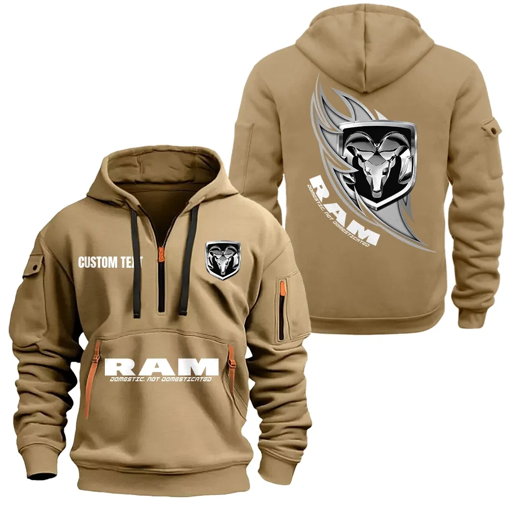 Full-Size Pickup Hoodie Half Zipper, Performance Fan Hoodie CAR170 - Khaki - Image 2