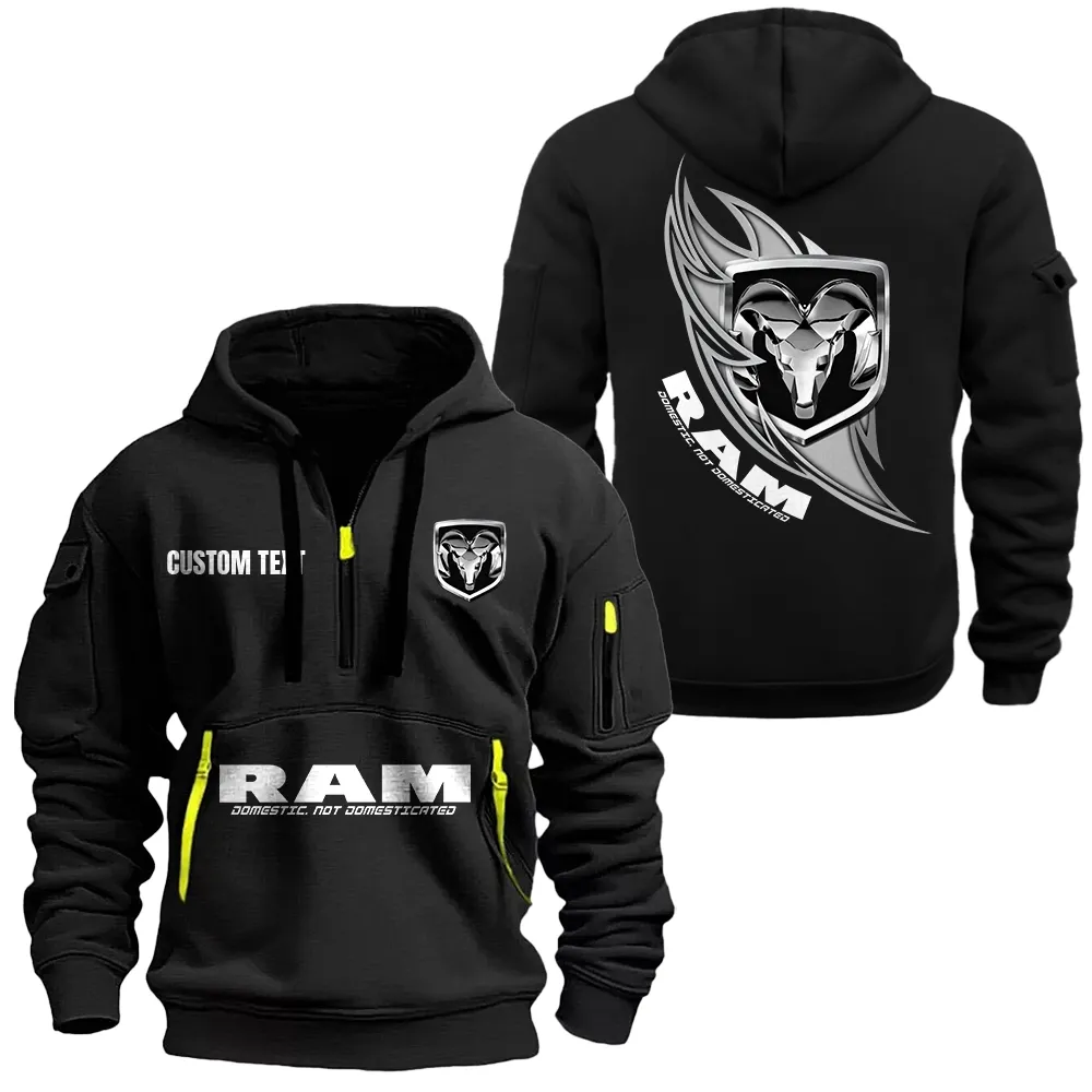 Full-Size Pickup Hoodie Half Zipper, True Supporter Half-Zip Hoodie CAR170 - Black - Image 2