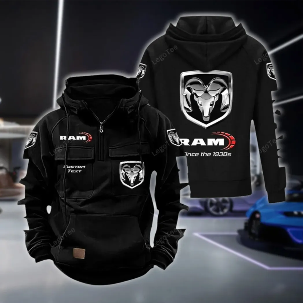 Full-Size Pickup Manufacturer Tactical Quarter Zip Hoodie, Exclusive Logo Hoodie For Car Enthusiasts CAR960 - Black