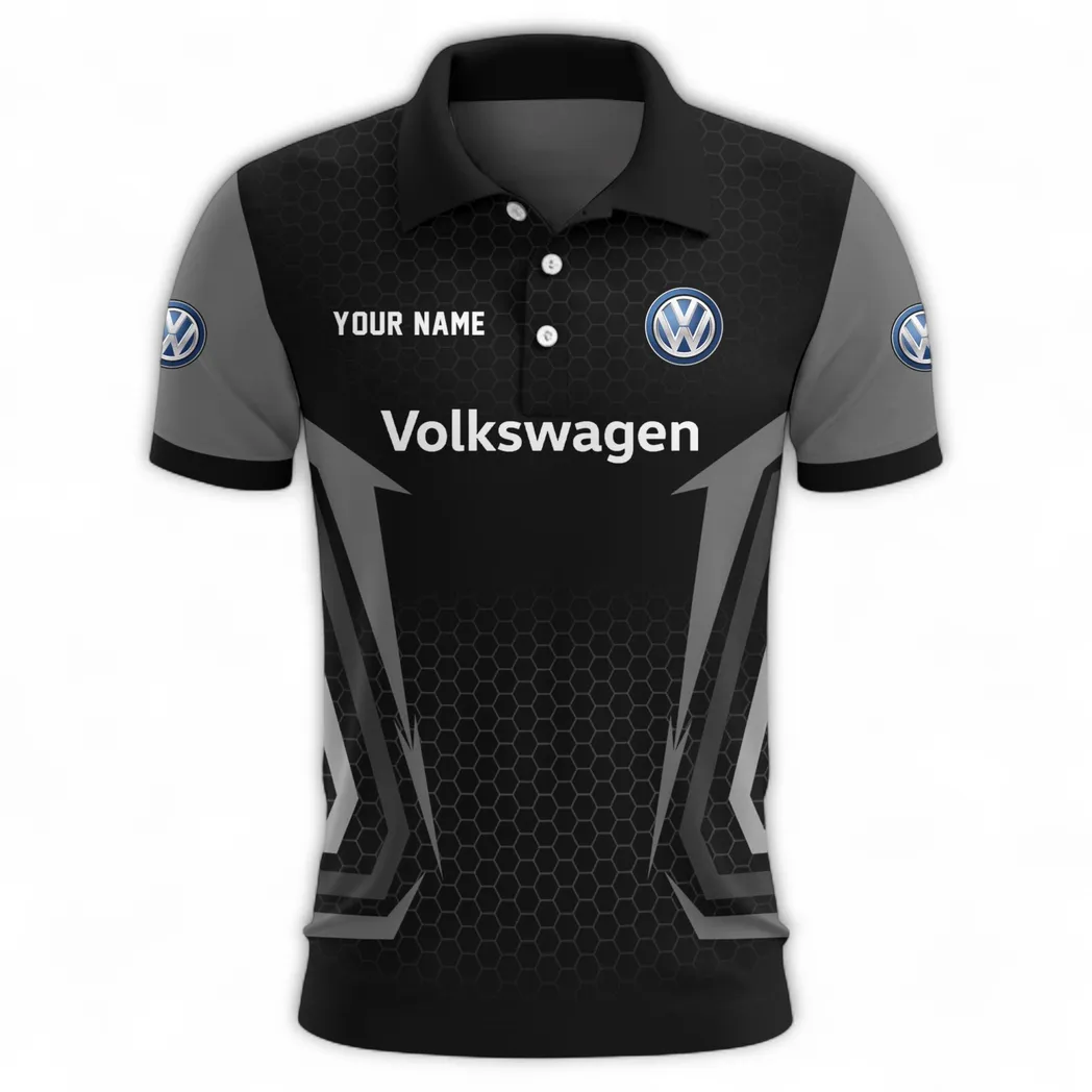 German Car Polo Shirt, Sporty Urban Button Shirt CAR526 - Gray - Image 2