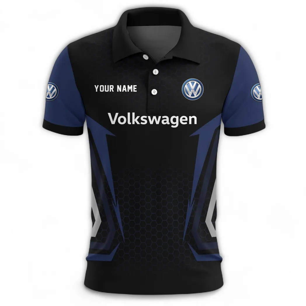 German Car Polo Shirt, Sporty Urban Button Shirt CAR526 - Navy - Image 2