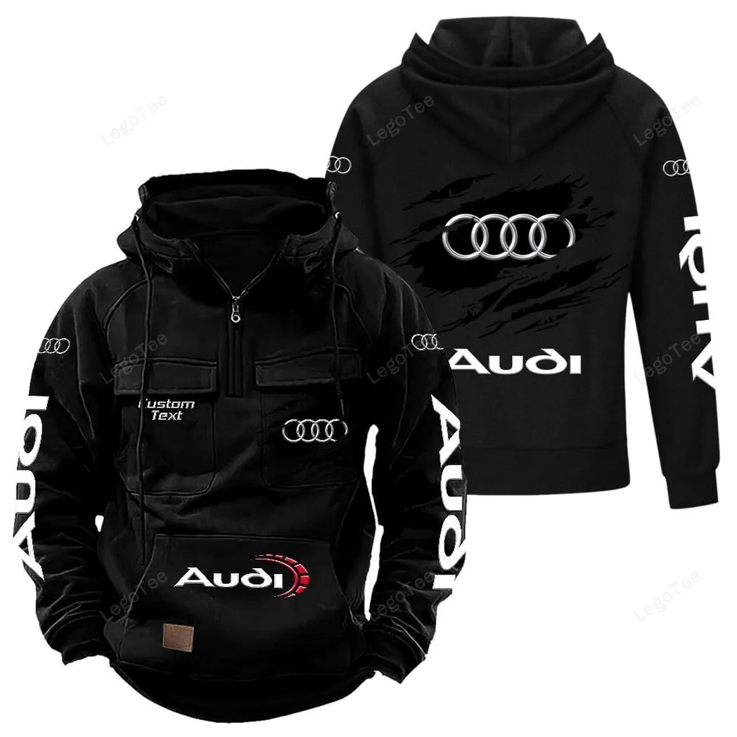 German Car Tactical Quarter Zip Hoodie, Exclusive Logo Hoodie For Car Enthusiasts CAR122 - Black - Image 2