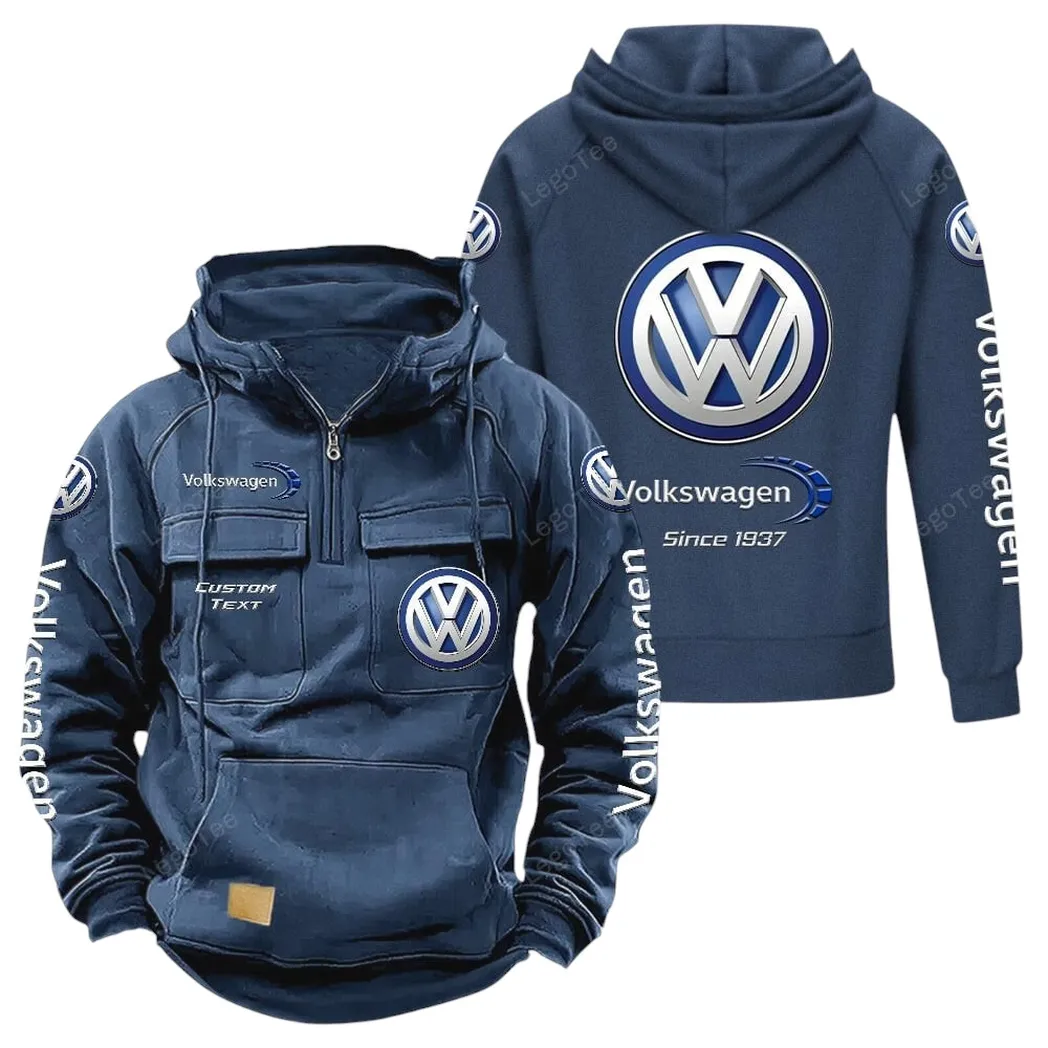 German Car Tactical Quarter Zip Hoodie, Exclusive Logo Hoodie For Car Enthusiasts CAR960 - Dark Blue - Image 2