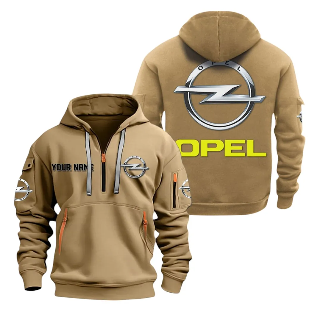 German Compact Car Hoodie Half Zipper, Performance Fan Hoodie CAR200 - Khaki - Image 2