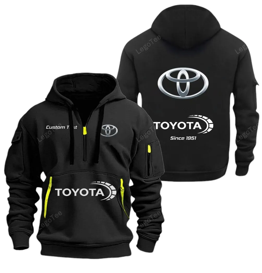 Global Auto Hoodie Half Zipper, Supporter Style Half-Zip Hoodie CAR052 -Black - Image 2