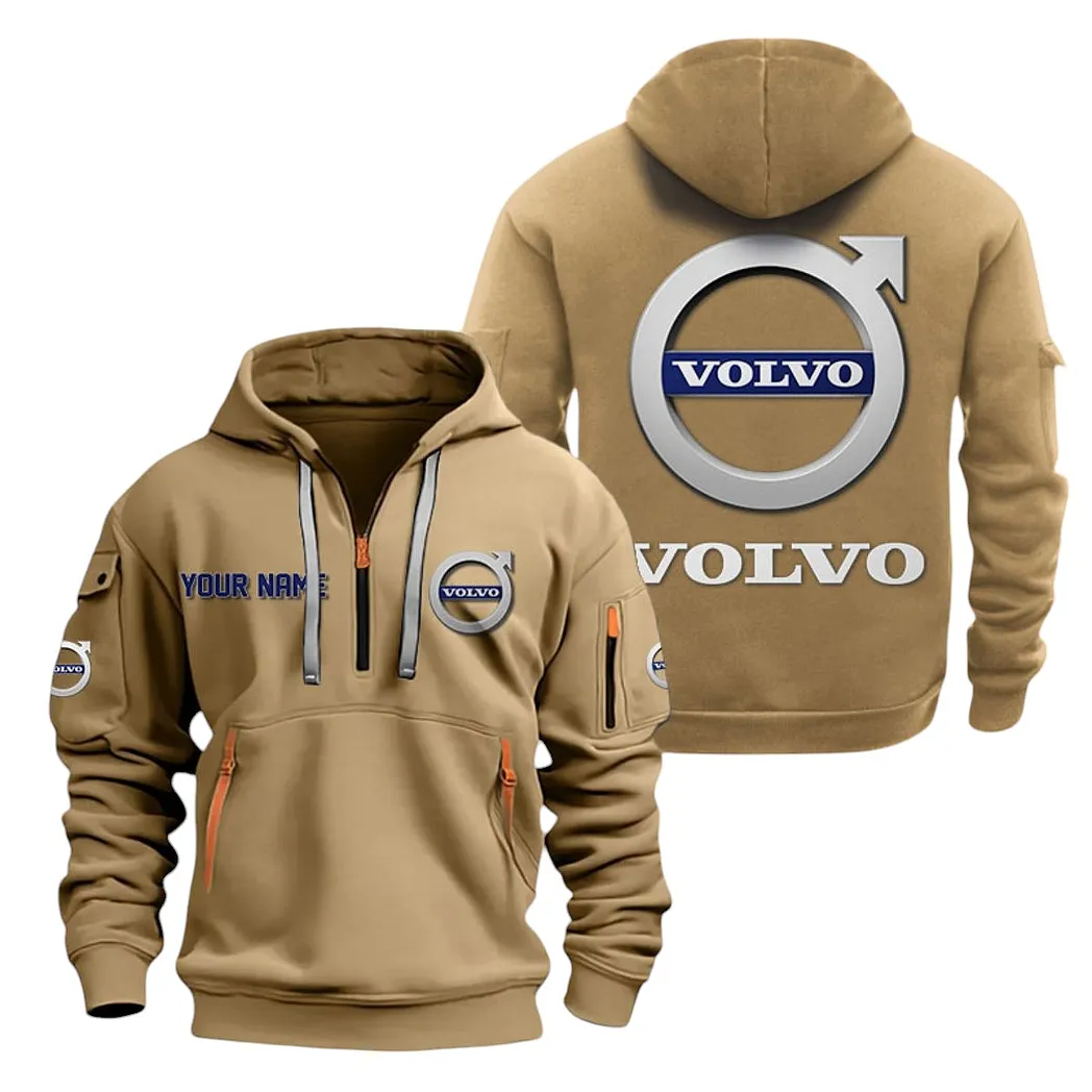 Global Automobile Hoodie Half Zipper, Bold Fan Hoodie CAR200 - Khaki - Image 2