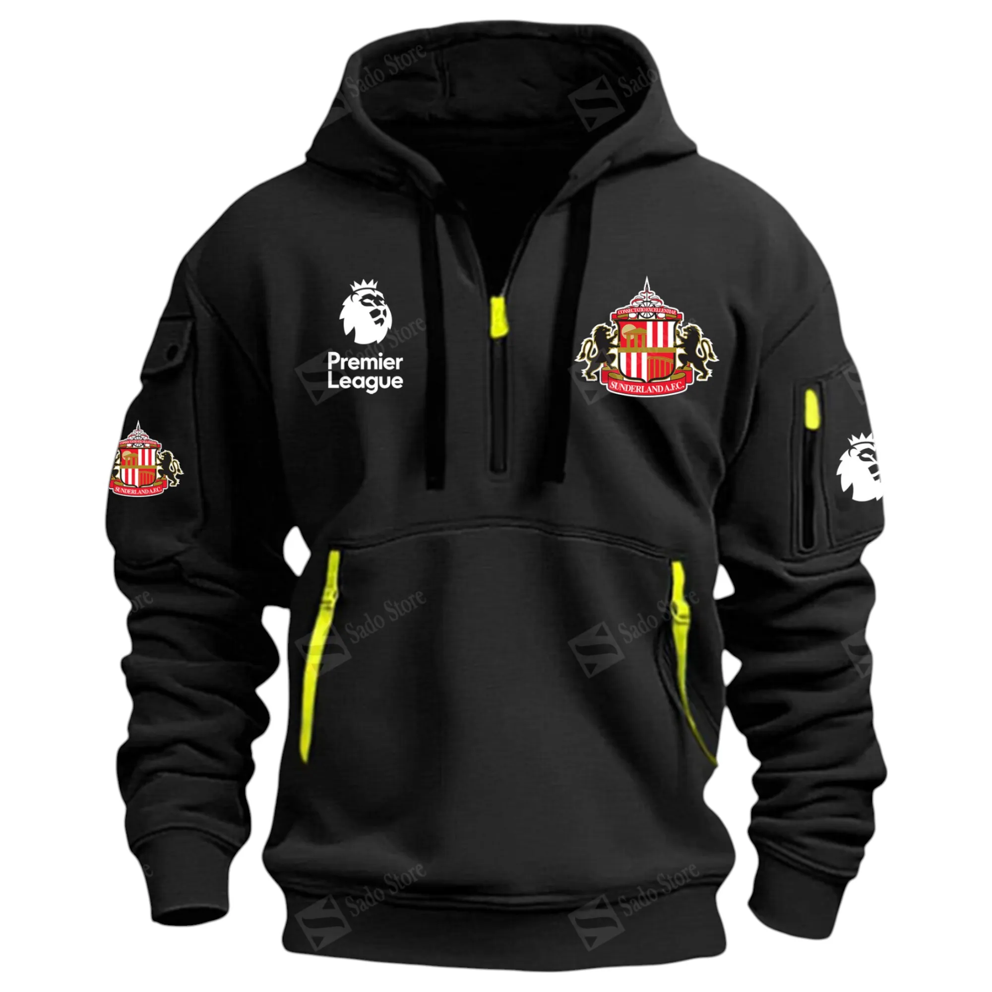 Global Fan Club Hoodie Half Zipper, Streetwear Fan Hoodie EPL900 - Black