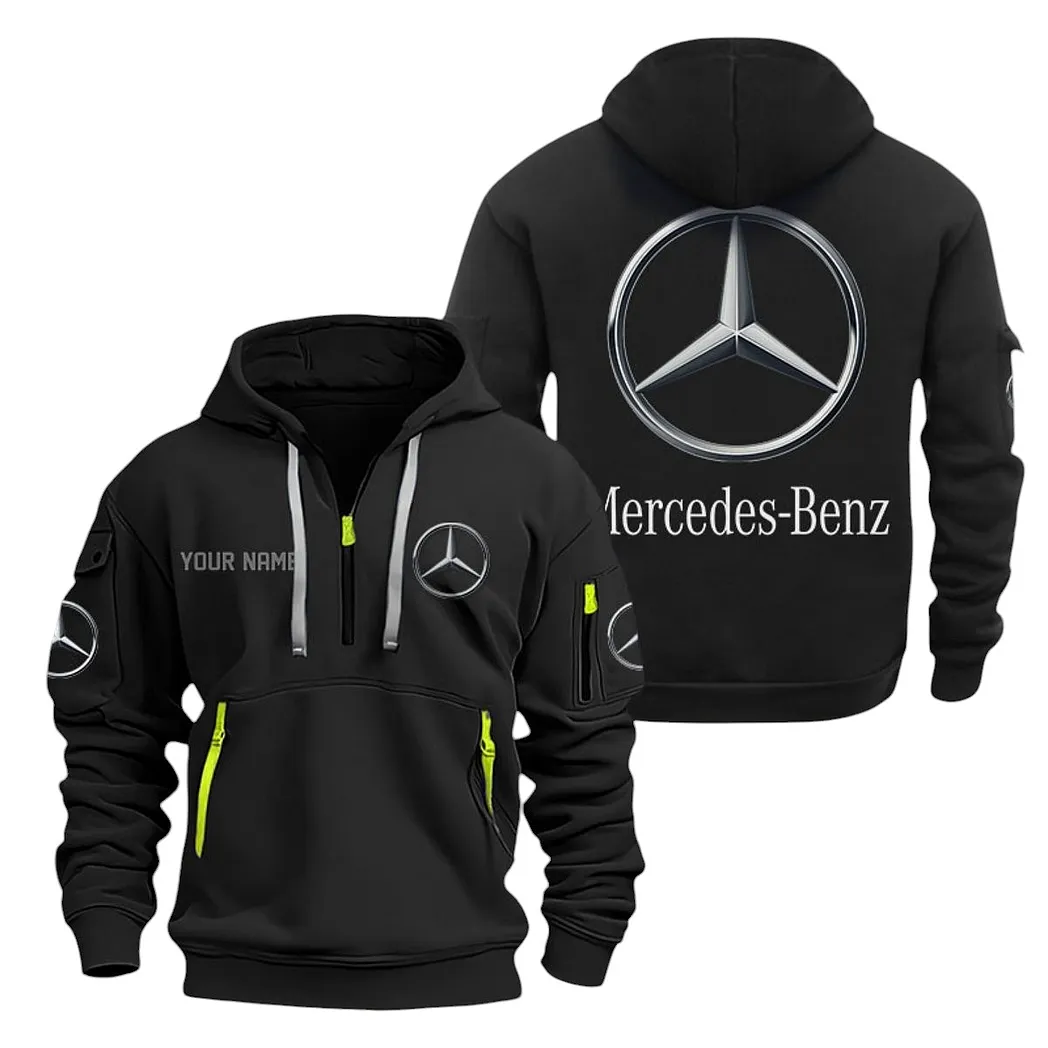 Grand Touring Auto Hoodie Half Zipper, Classic Sport Half-Zip Hoodie CAR200 - Black - Image 2