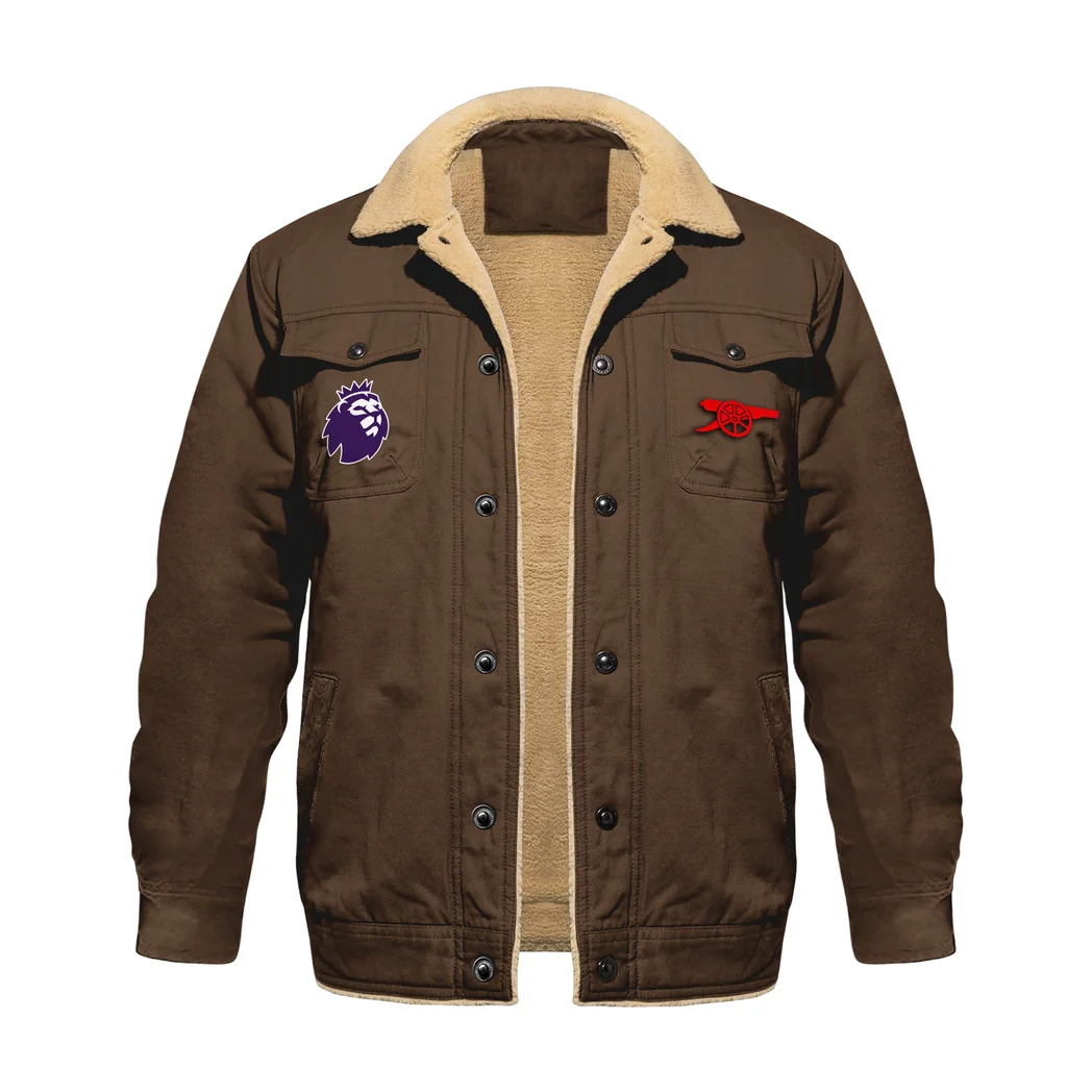 Gunners Pride Jacket Fur Collar Fleece, Everyday Fan Lifestyle Jacket HVN1390AR - Coffee - Image 2