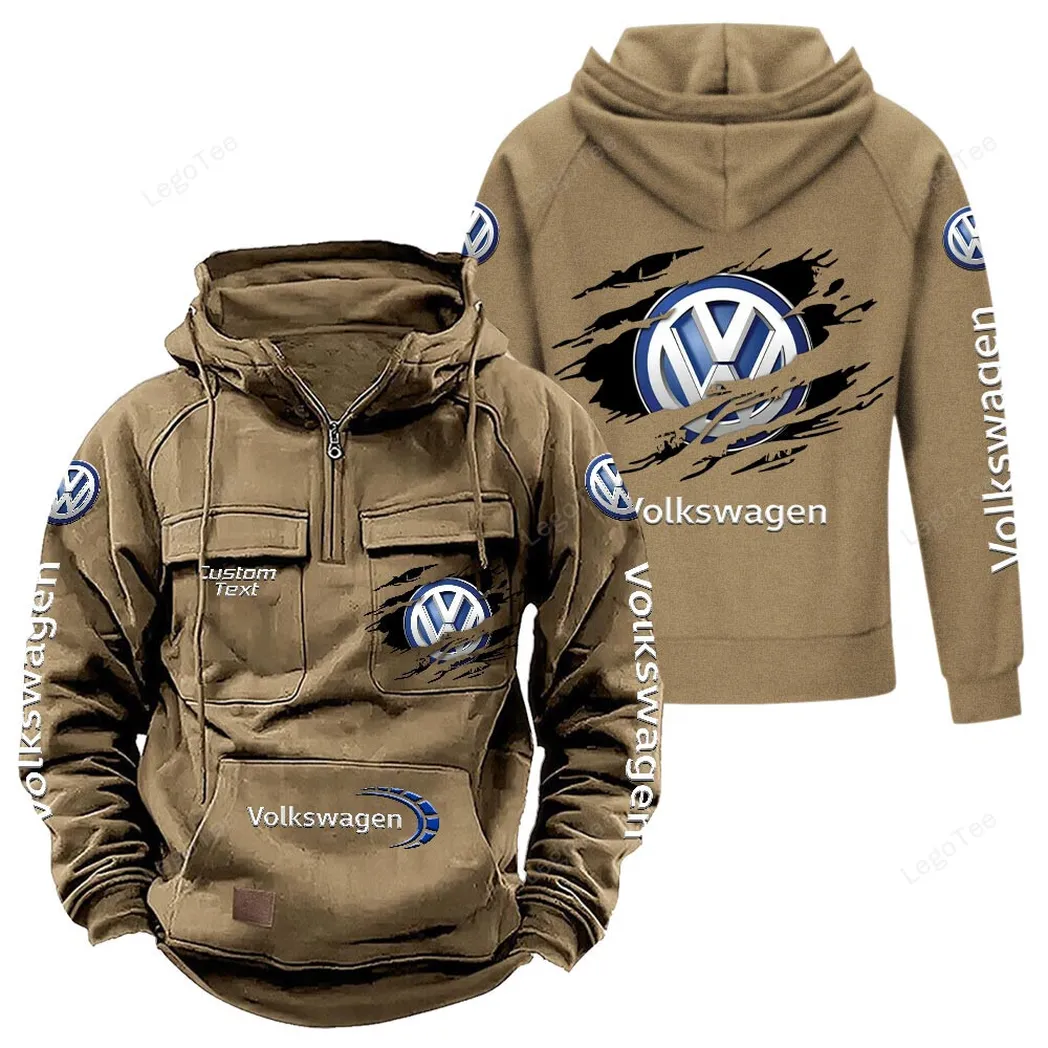 Hatchback Car Tactical Quarter Zip Hoodie, Exclusive Logo Hoodie For Car Enthusiasts CAR122 - Khaki - Image 2