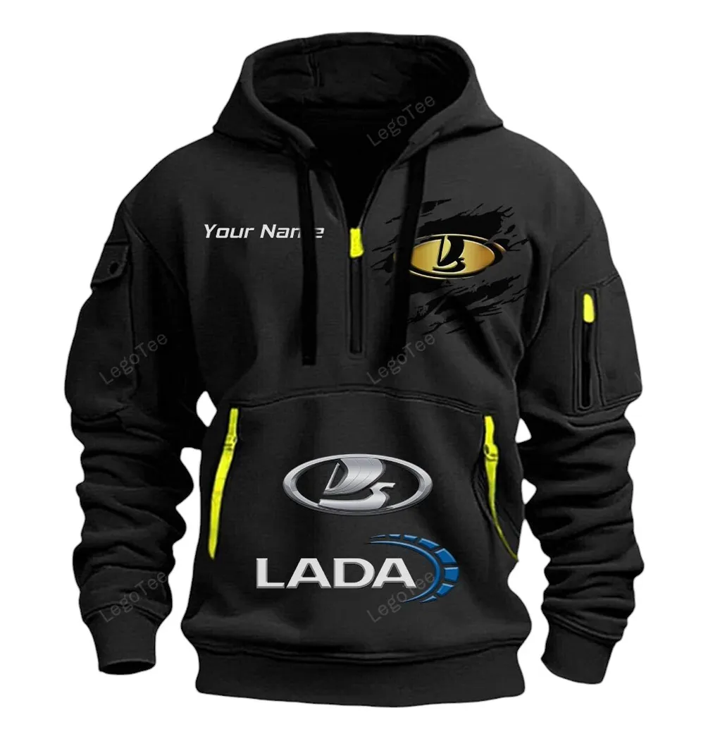 Hatchback Hoodie Half Zipper, Supporter Spirit Hoodie CAR113 - Black - Image 2