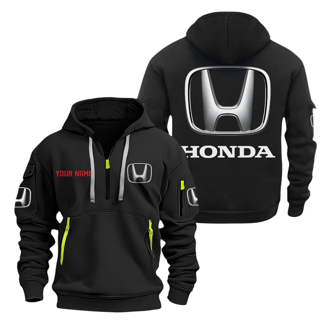 Hatchback Hoodie Half Zipper, Warm Up Hoodie CAR200 - Black - Image 2