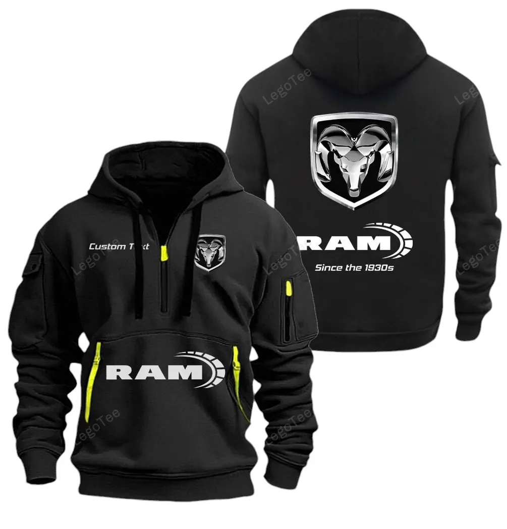 Hauling Truck Hoodie Half Zipper, Active Supporter Half-Zip Hoodie CAR052 -Black - Image 2