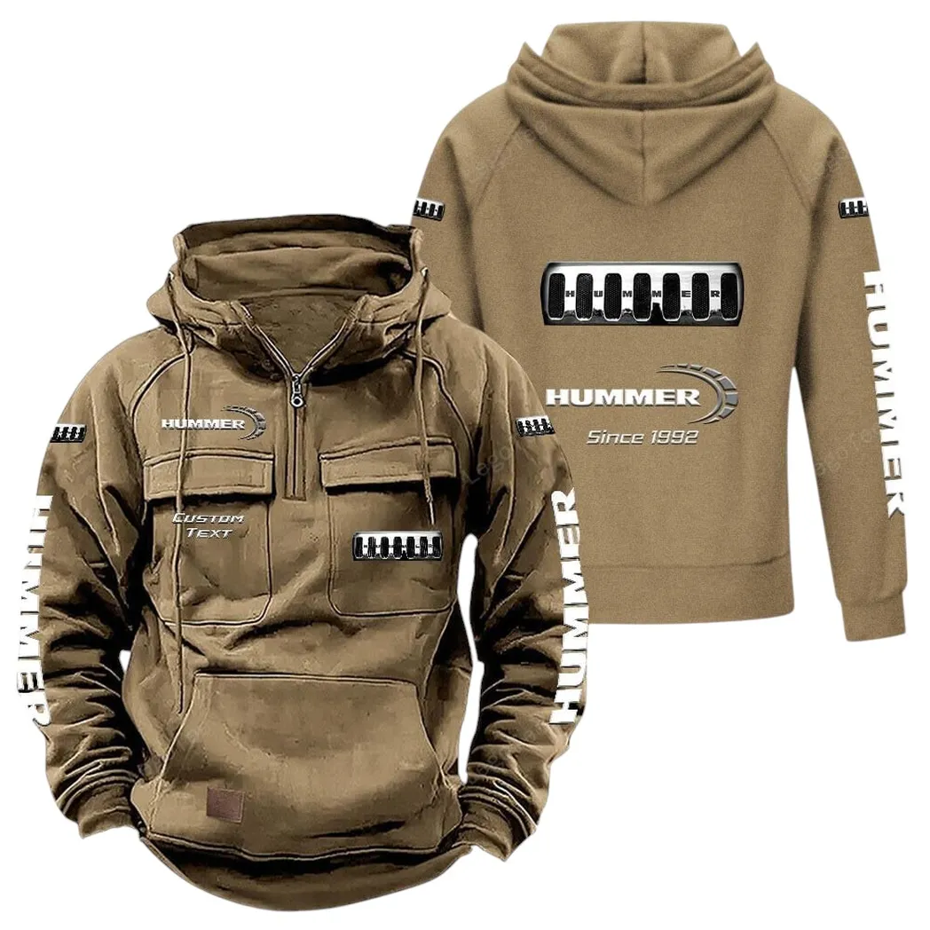 Heavy-Duty 4x4 Tactical Quarter Zip Hoodie, Exclusive Logo Hoodie For Car Enthusiasts CAR960 - Khaki - Image 2
