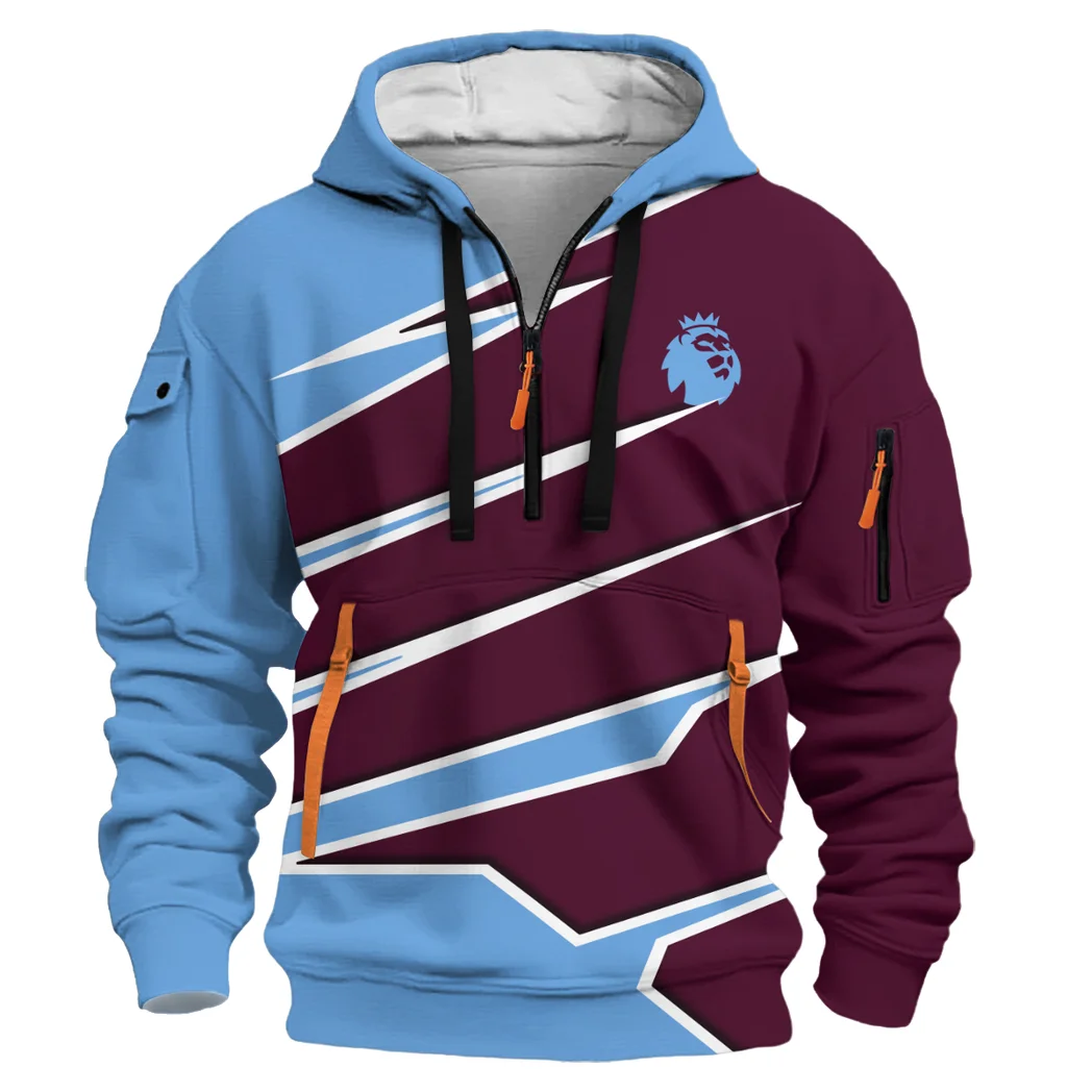 Heritage Claret Squad Hoodie Half Zip 3D, Sporty Fan Half-Zip Hoodie HVN1316AV - Image 2