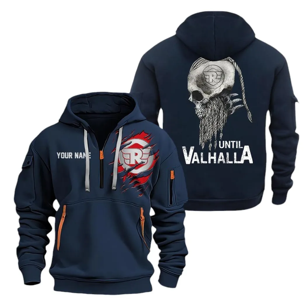 Heritage Ride Hoodie Half Zipper, True Supporter Half-Zip Hoodie CAR072 -Navy - Image 2