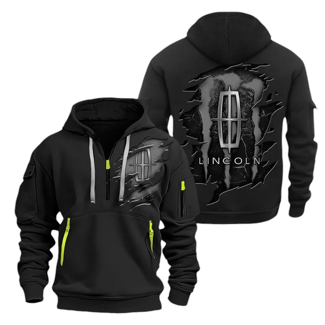 High-End Automobile Hoodie Half Zipper, Active Supporter Half-Zip Hoodie CAR021 -Black - Image 2