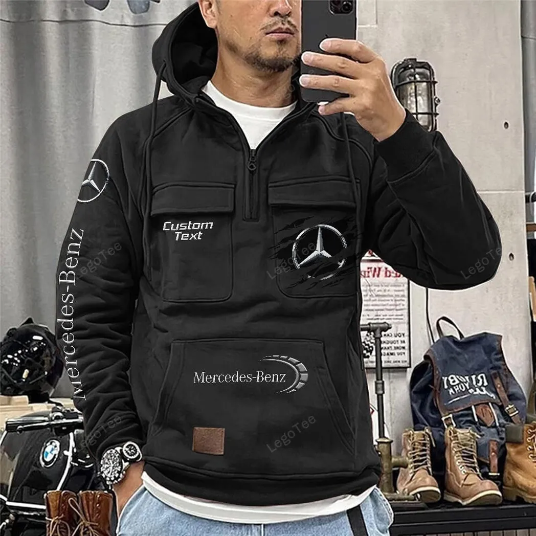 High-End Coupe Tactical Quarter Zip Hoodie, Exclusive Logo Hoodie For Car Enthusiasts CAR122 - Black - Image 3