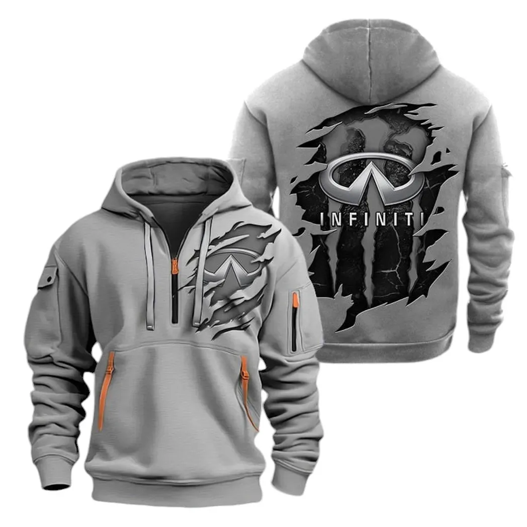 High-End Crossover Hoodie Half Zipper, Classic Sport Half-Zip Hoodie CAR021 -Gray - Image 2