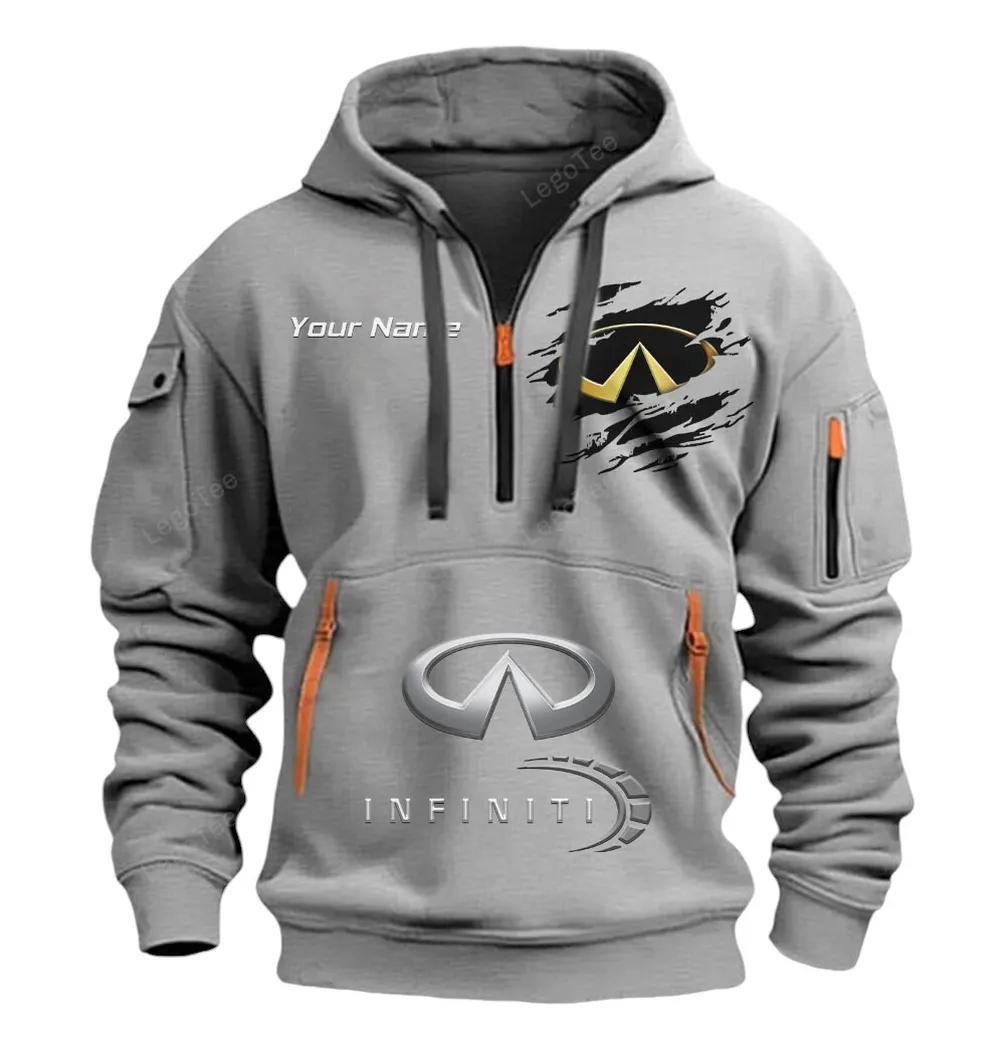 High-End Crossover Hoodie Half Zipper, Fan Pride Half-Zip Hoodie CAR113 - Gray - Image 2