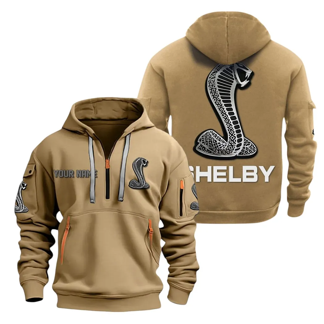 High-Horsepower Hoodie Half Zipper, Bold Fan Hoodie CAR200 - Khaki - Image 2