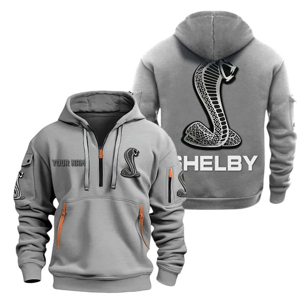 High-Horsepower Hoodie Half Zipper, Casual Sport Half-Zip Hoodie CAR200 - Gray - Image 2