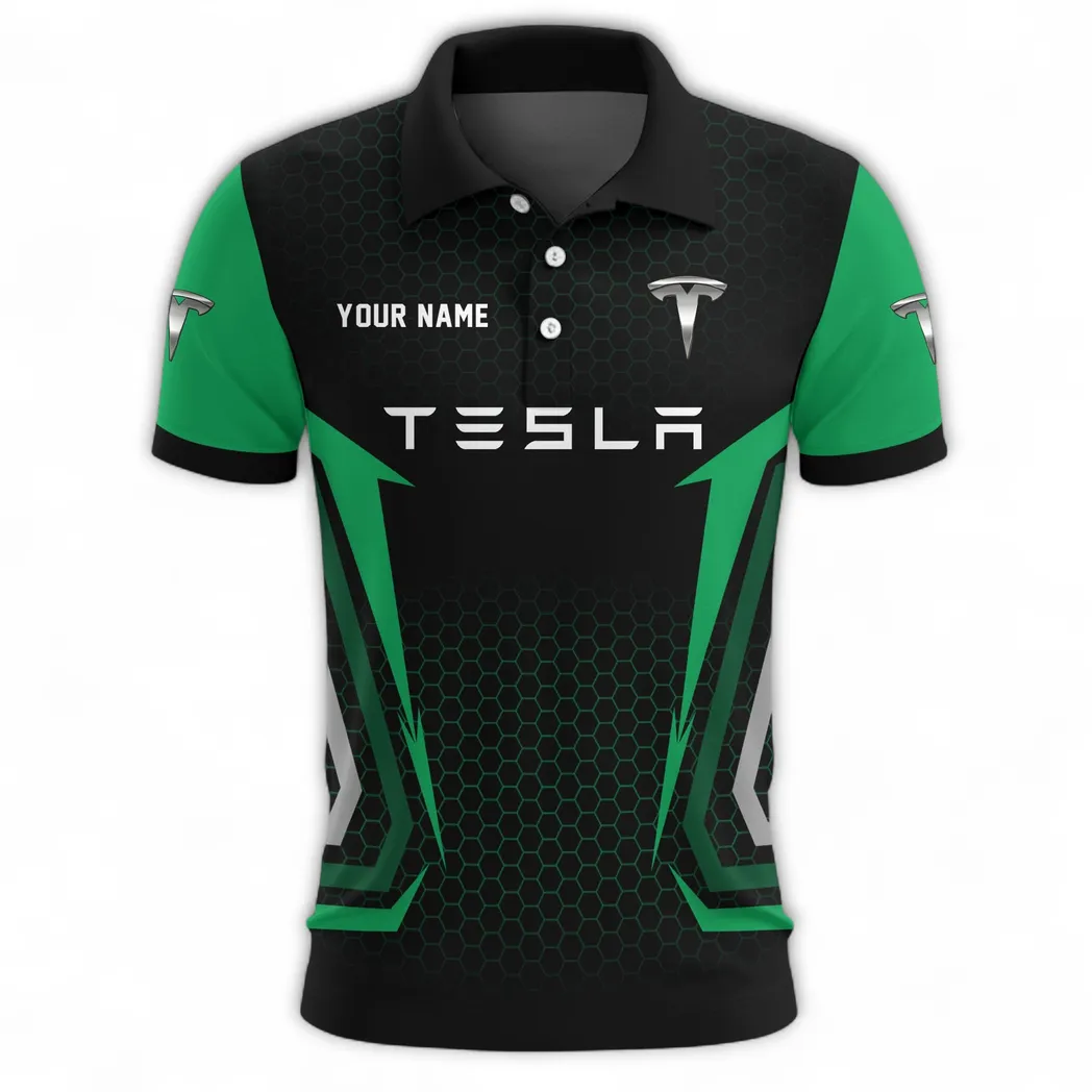High-Tech Auto Polo Shirt, Sporty Everyday Button Shirt CAR526 - Green - Image 2