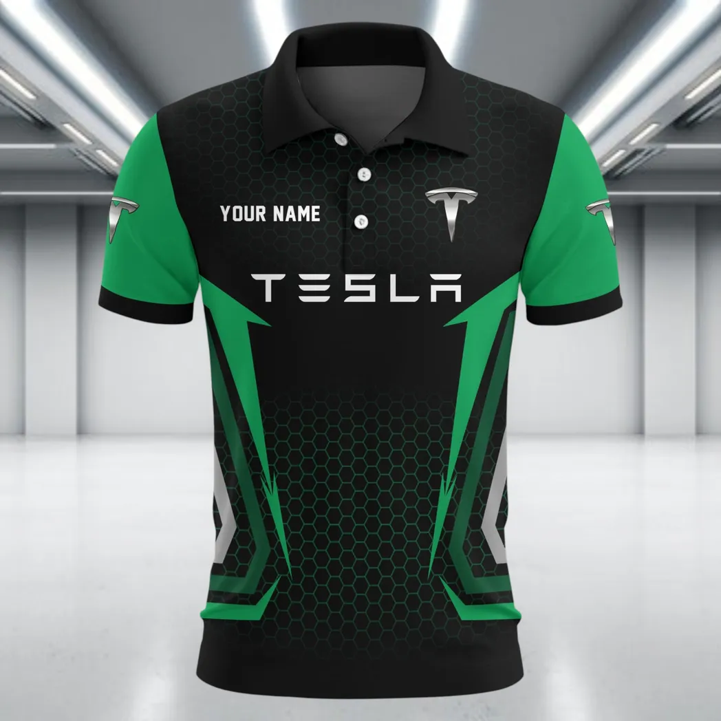 High-Tech Auto Polo Shirt, Sporty Everyday Button Shirt CAR526 - Green