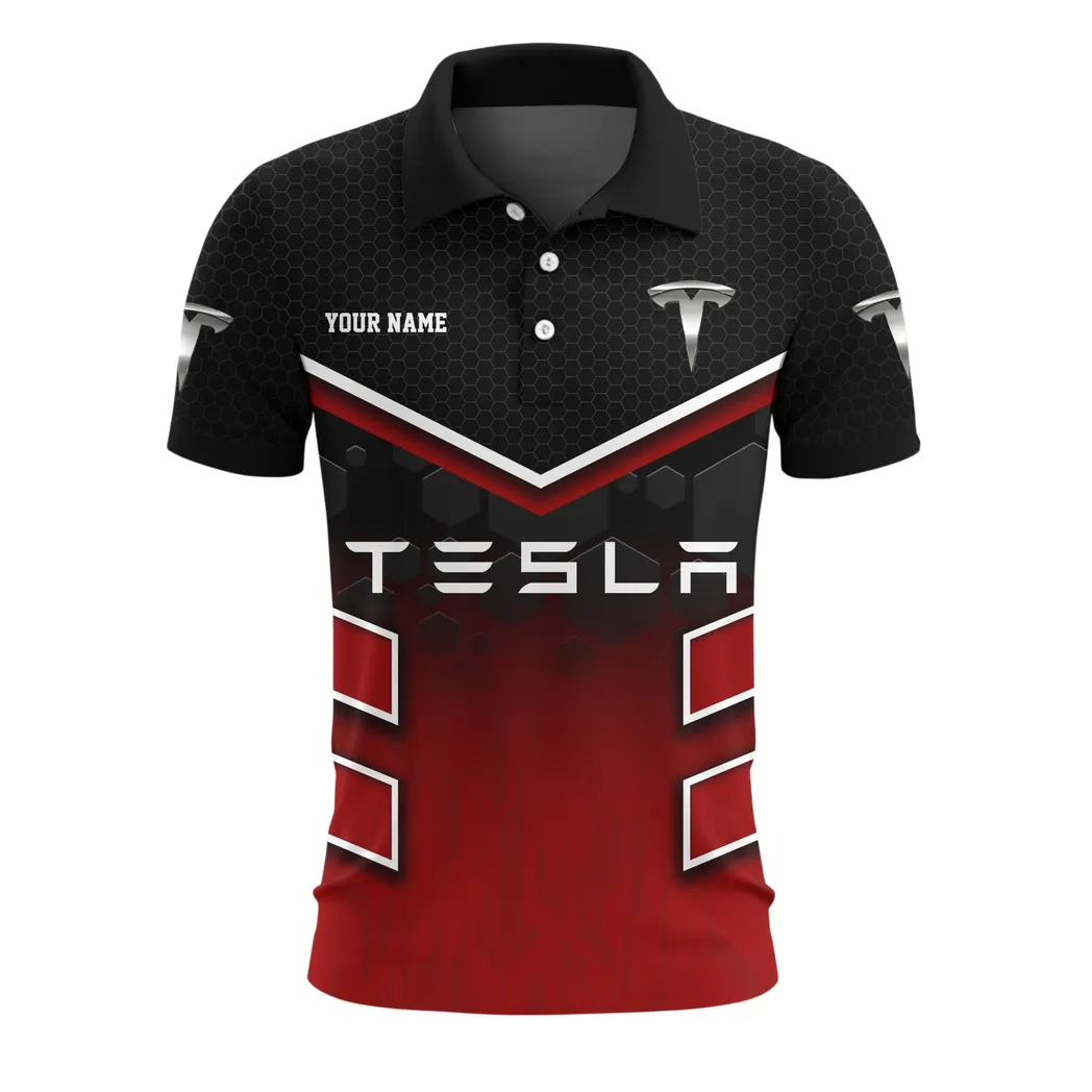 High-Tech Auto Polo Shirt, Sporty Urban Button Shirt CAR524171125160-Red