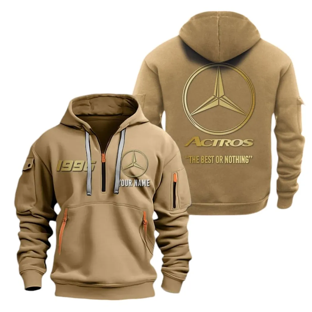 Highway Hauling Hoodie Half Zipper, Game Ready Half-Zip Hoodie CAR019 -Khaki - Image 2