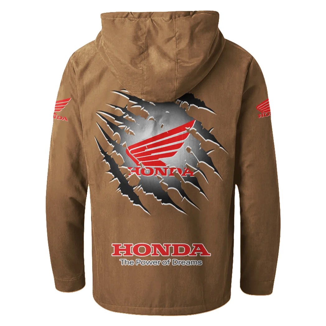 Highway Motorcycle Flannel Hoodie, Rider's Everyday Hoodie HVN1327HG - Camel - Image 4
