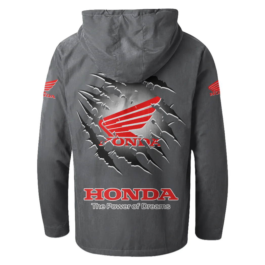 Highway Motorcycle Flannel Hoodie, Rider's Everyday Hoodie HVN1327HG - Gray - Image 4