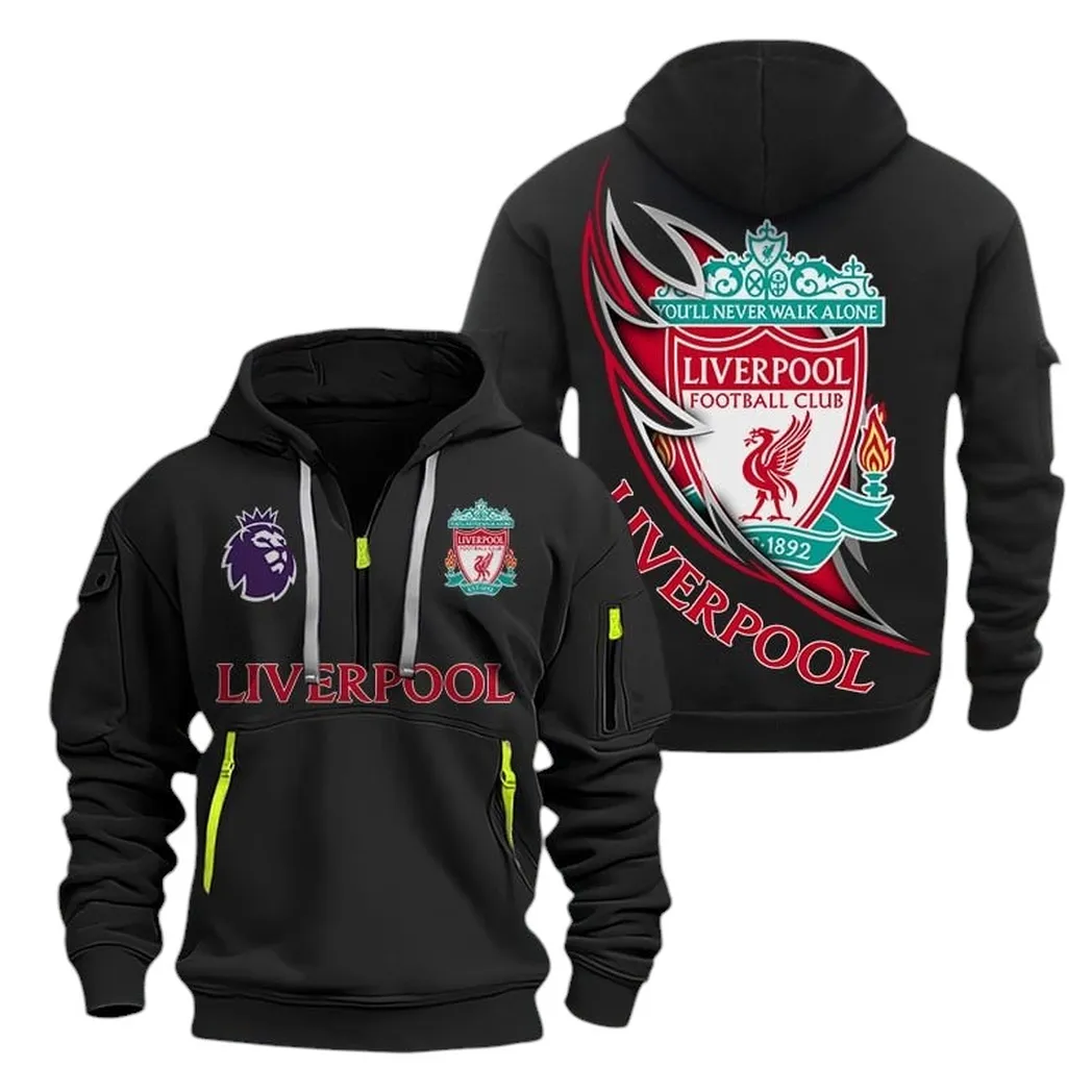 Historic Reds Hoodie Half Zipper, Bold Energy Hoodie EPL270 - Black