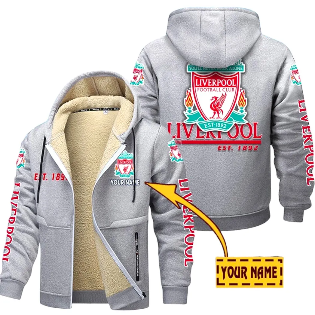 Historic Reds Lamb Fleece Thick Coat, True Supporter Thick Fleece SPO052 - Light Gray