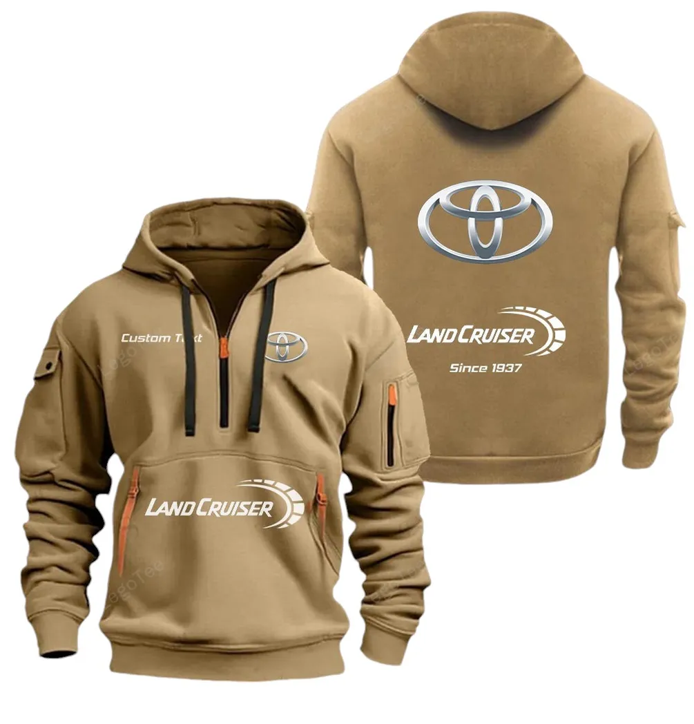 Hybrid Vehicle Hoodie Half Zipper, Supporter Spirit Hoodie CAR052 -Khaki - Image 2