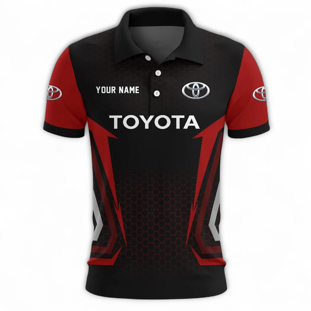 Hybrid Vehicle Polo Shirt, Adventure-Ready Button Shirt CAR526 - Red - Image 2