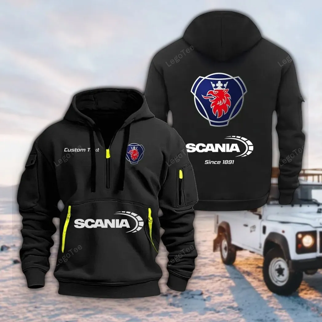 Industrial Vehicle Hoodie Half Zipper, Classic Sport Half-Zip Hoodie CAR052 -Black