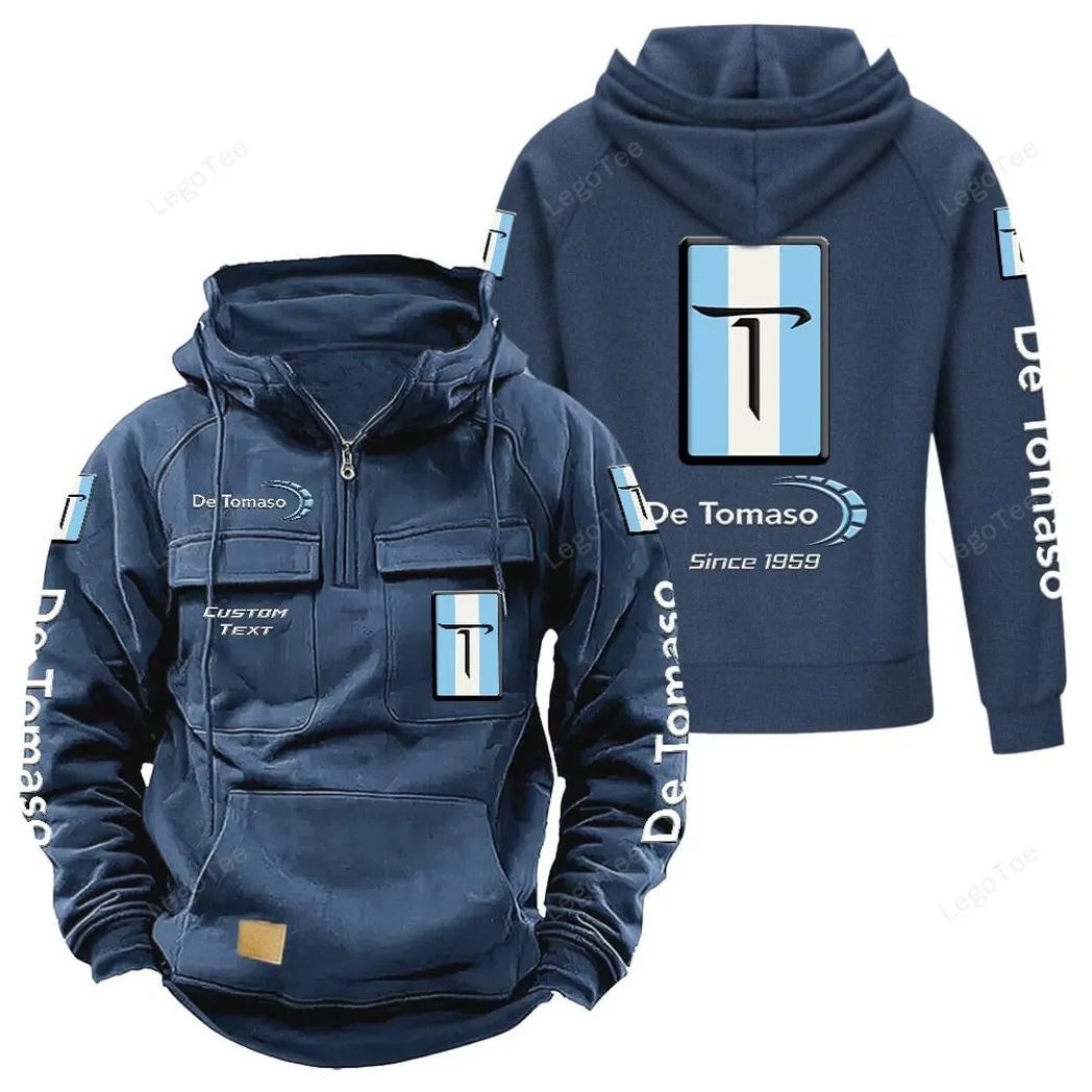 Italian Sport Coupe Tactical Quarter Zip Hoodie, Exclusive Logo Hoodie For Car Enthusiasts CAR960 - Dark Blue - Image 2