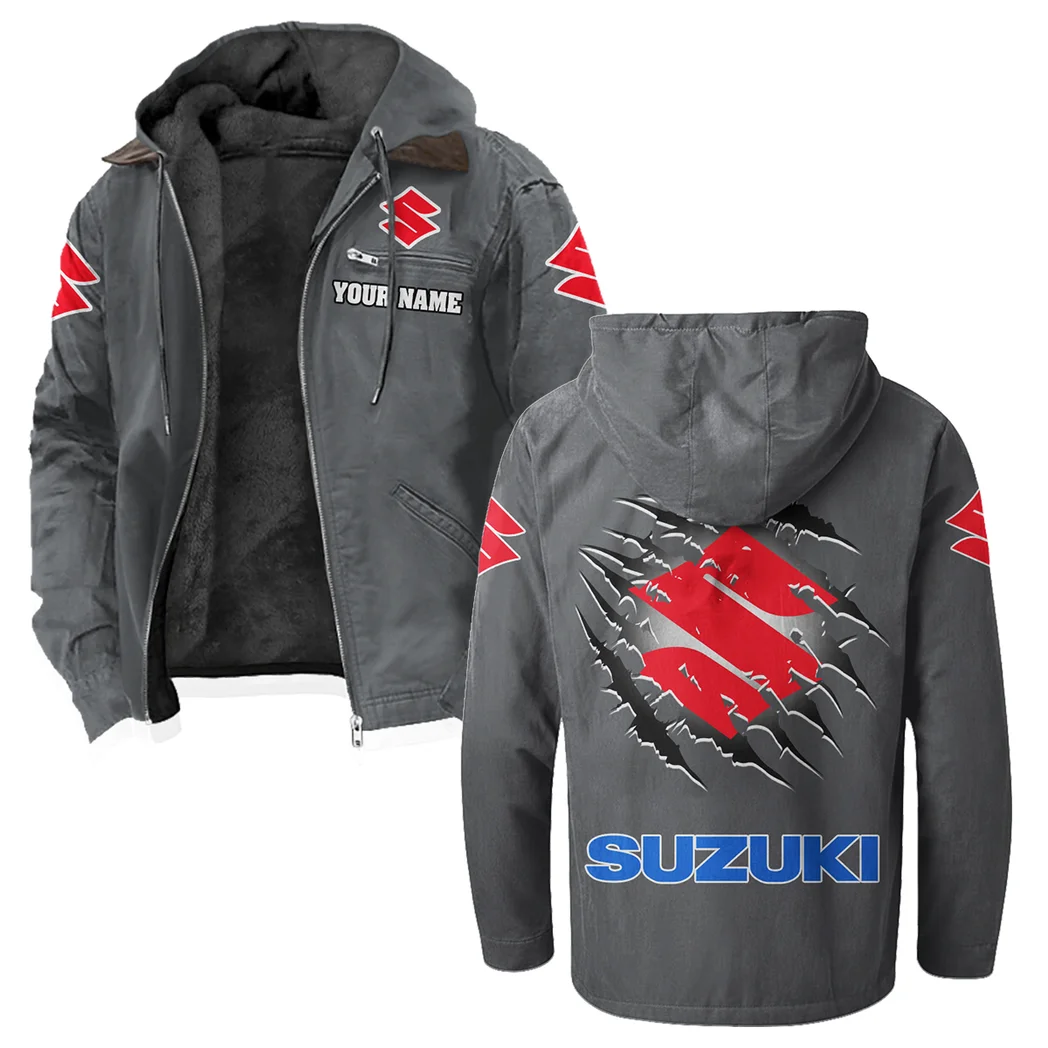 JDM Bike Flannel Hoodie, Rugged Rider Flannel HVN1327SU - Gray - Image 2