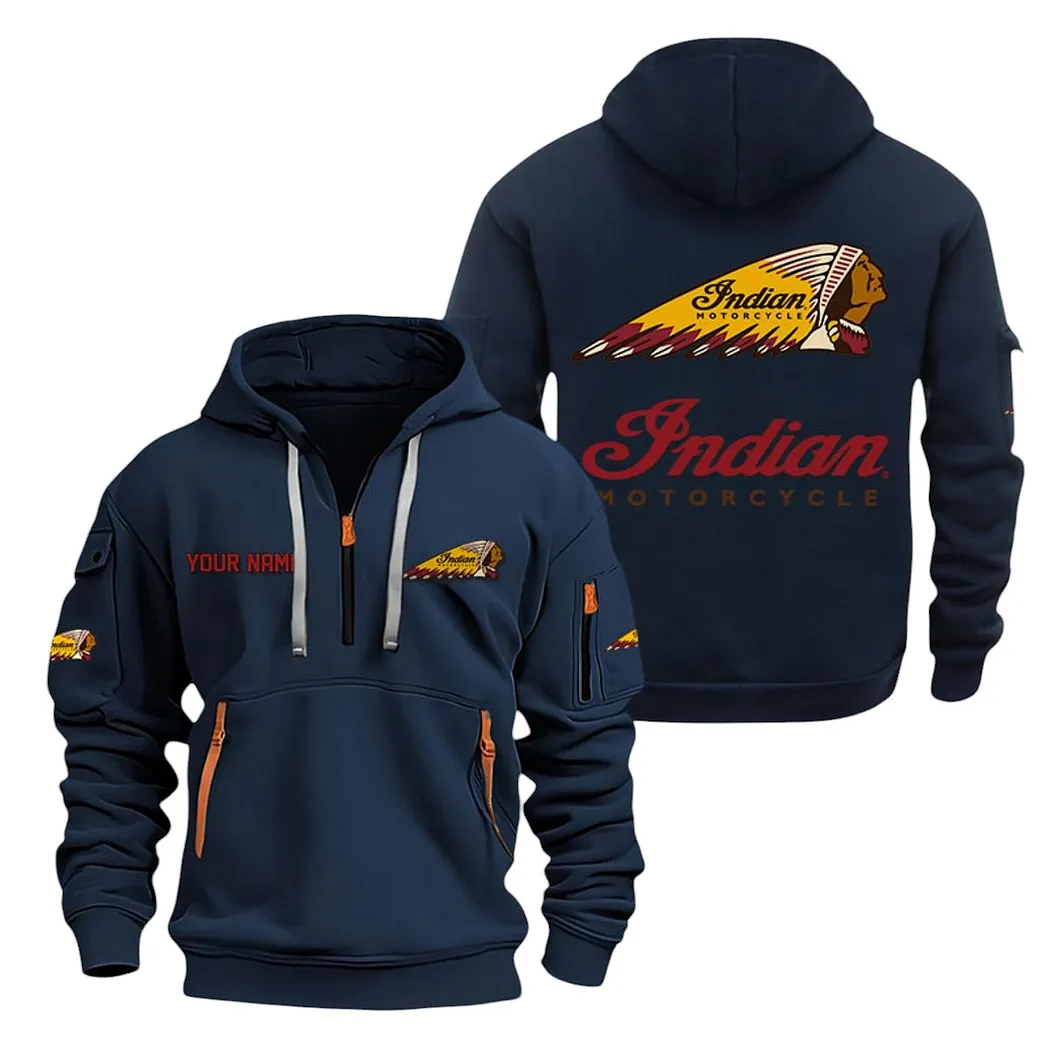 Legendary Touring Ride Hoodie Half Zipper, Sport Spirit Hoodie CAR200 - Navy - Image 2