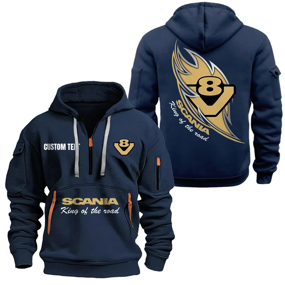 Lifestyle Fit Hoodie Half Zipper, Warm Up Hoodie CAR170 - Navy - Image 2