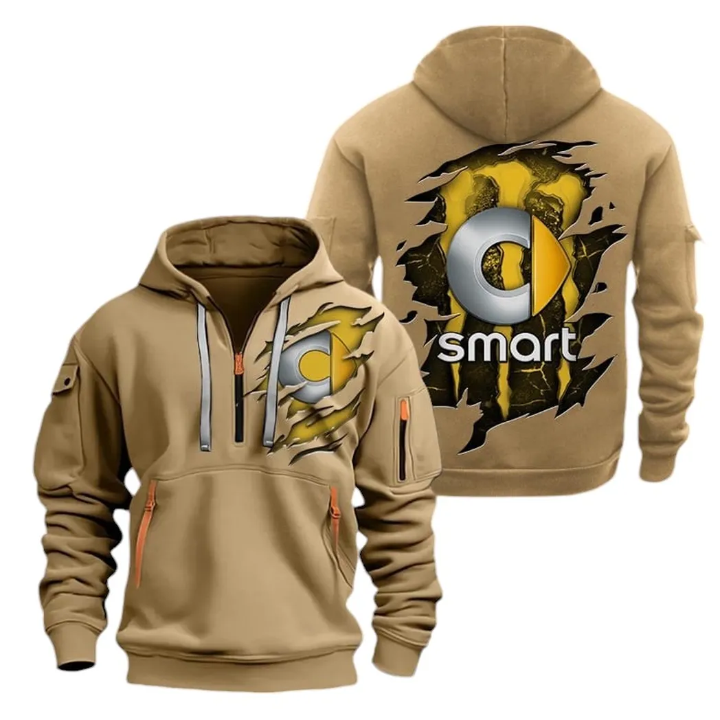 Lightweight Auto Hoodie Half Zipper, Everyday Comfort Half-Zip Hoodie CAR021 -Khaki - Image 2