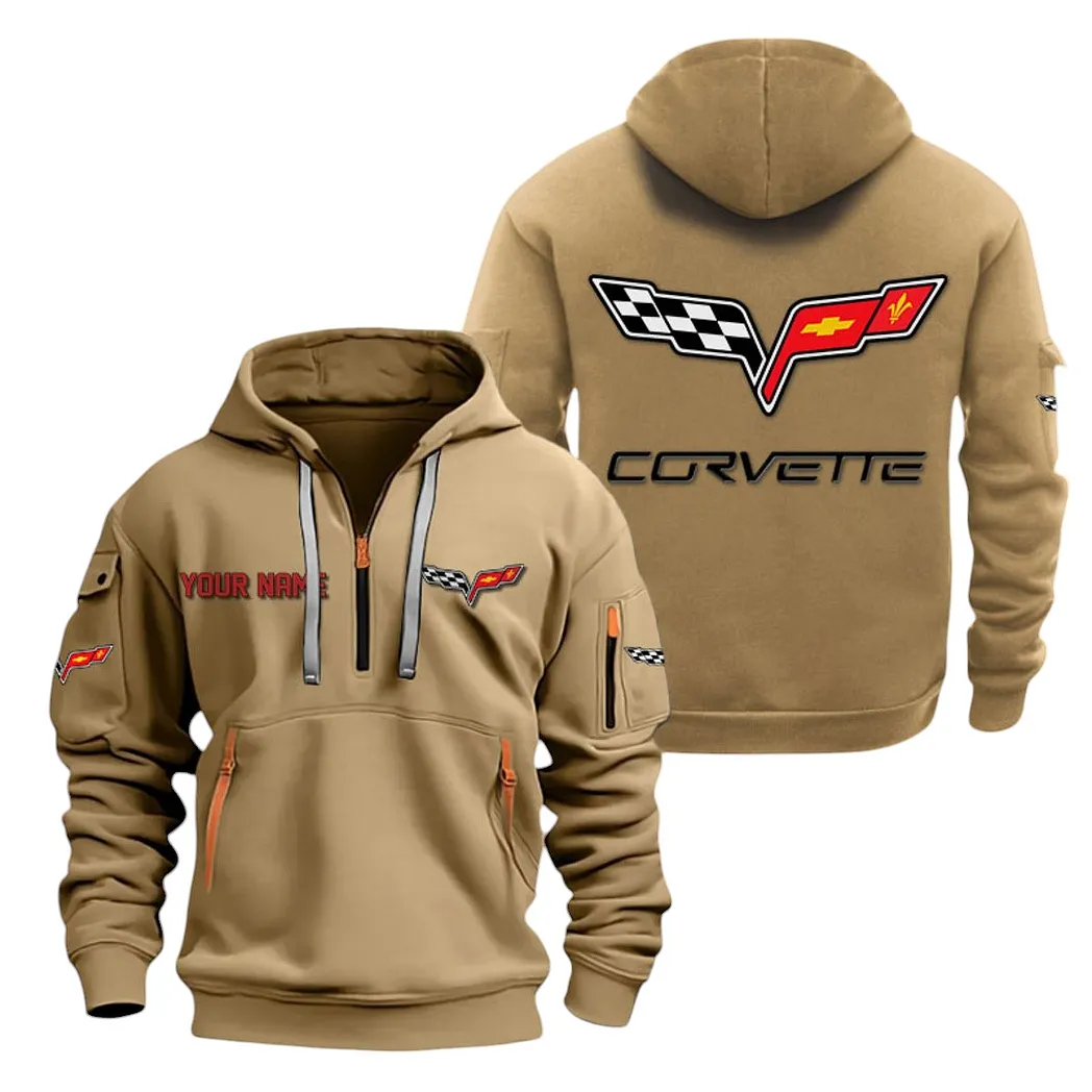 Lightweight Car Hoodie Half Zipper, True Fan Hoodie CAR200 - Khaki - Image 2