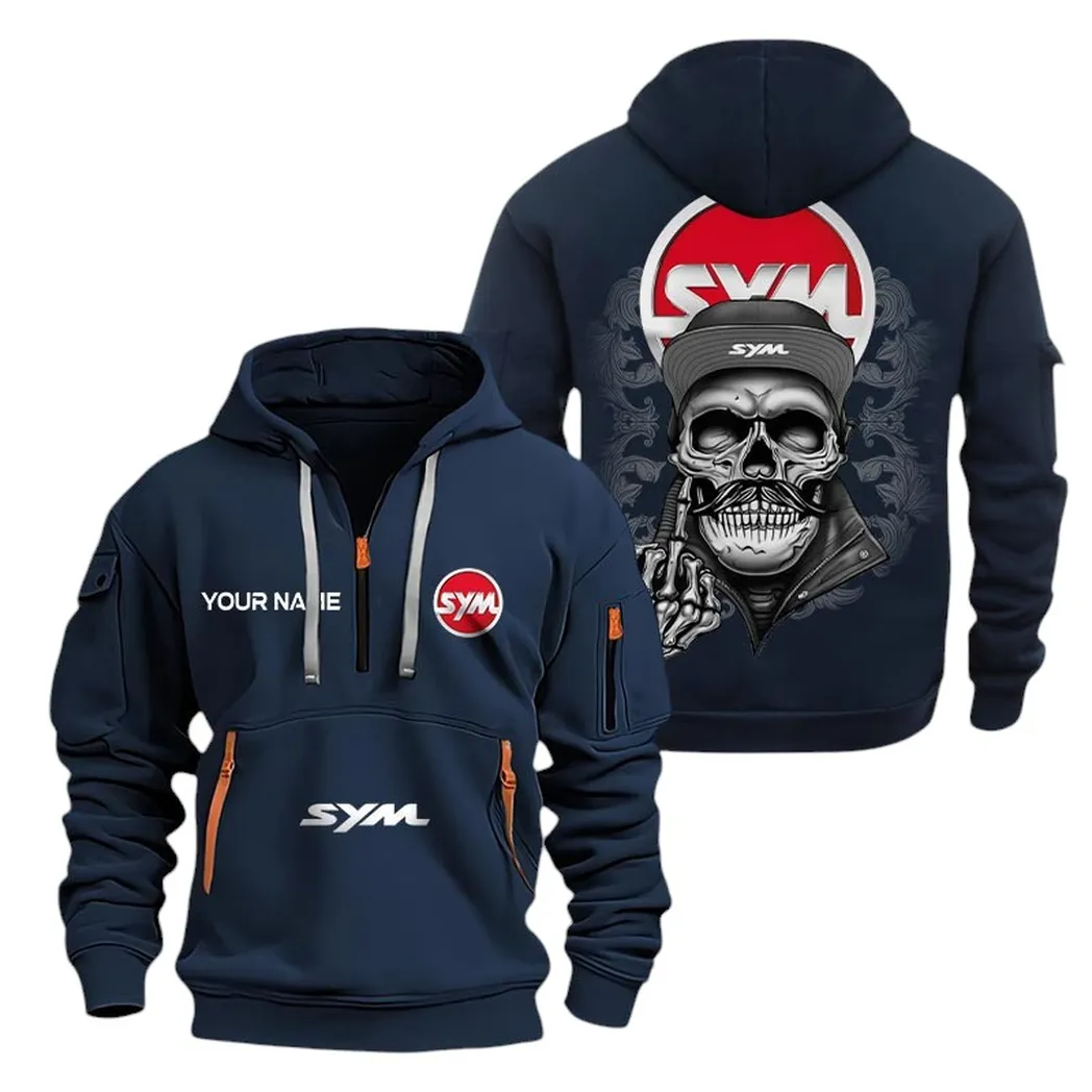 Lightweight Scooter Hoodie Half Zipper, Game Ready Half-Zip Hoodie CAR166 - Navy - Image 2