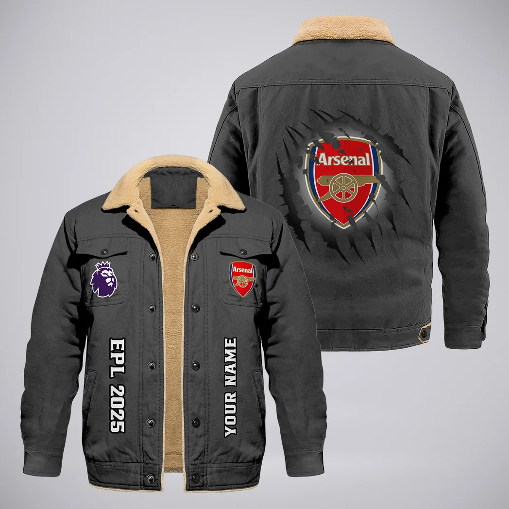 London Red Army Jacket Fur Collar Fleece, Victory-Ready Fan Wear HVN1317AR - Dark Gray - Image 2